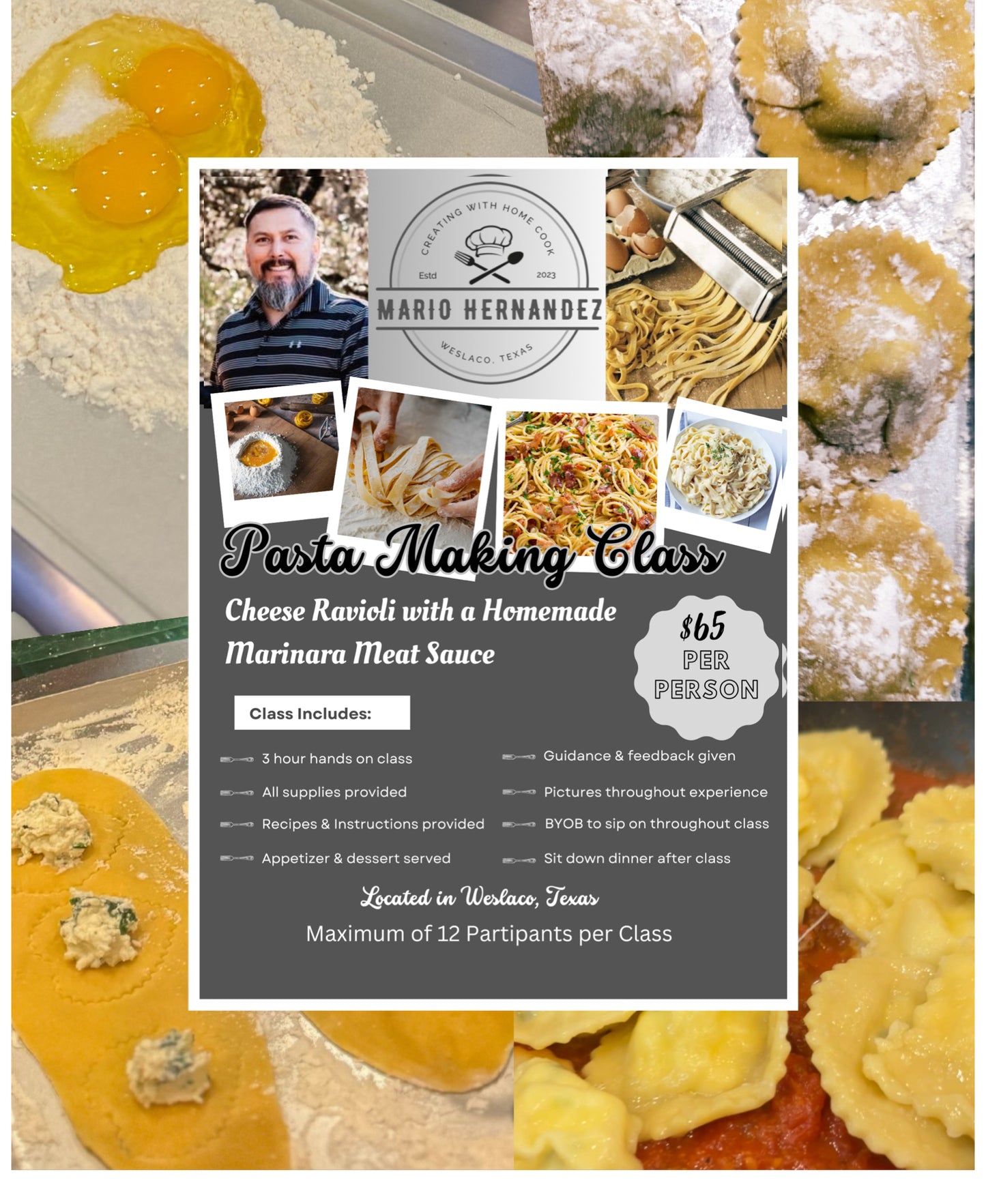 Friday, June 19, 2026 7-10 PM- Ravioli Class